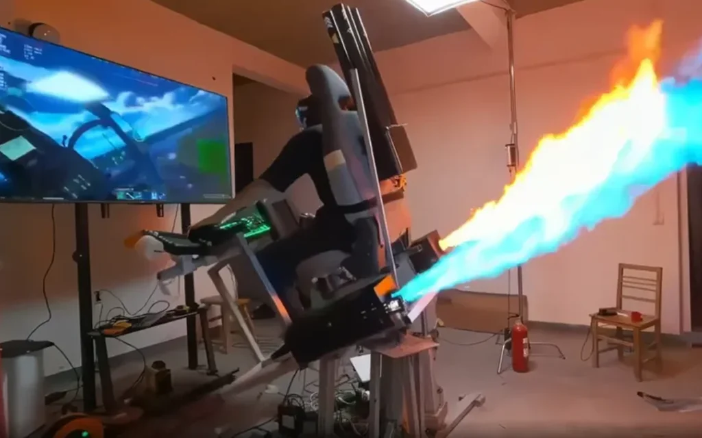 Homem cria cabine de caça totalmente selvagem em sua garagem com turbinas de aeronave, lançador e metralhadora Homem cria cabine de caça totalmente selvagem em sua garagem com turbinas de aeronave, lançador e metralhadora